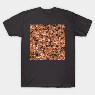 Autumn Color Floral Wallpaper Pattern in Brown, Rust, Cream, and Black T-Shirt